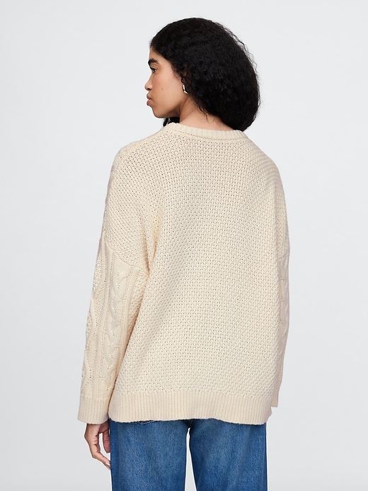 Image number 2 showing, Oversized Mixed Cable-Knit Sweater