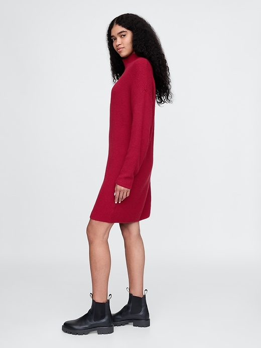 Image number 3 showing, CashSoft Rib Turtleneck Mini Sweater Dress