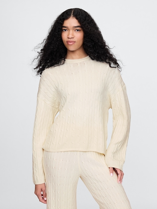 Image number 1 showing, CashSoft Cable-Knit Sweater