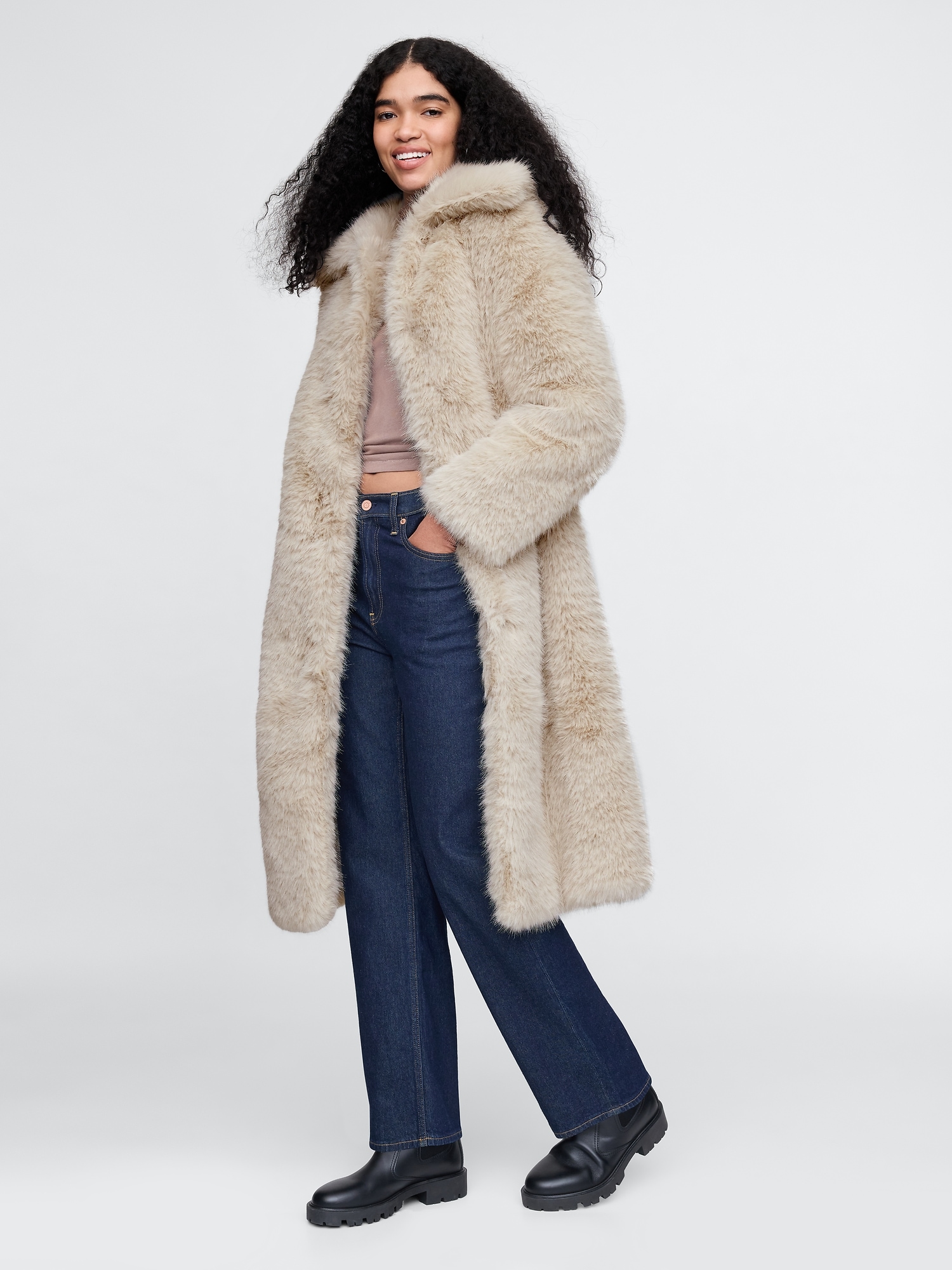 Faux fur coat gap on sale