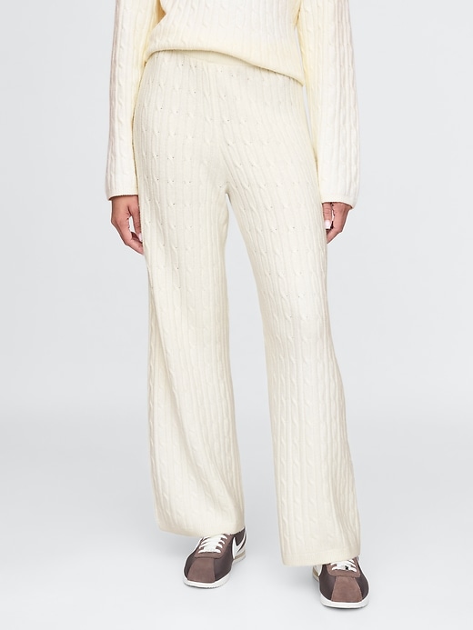 Image number 2 showing, CashSoft Cable-Knit Sweater Pants