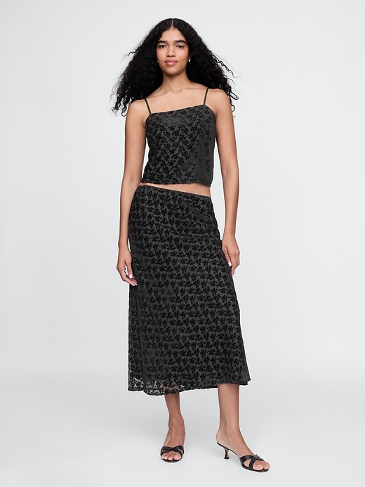 Image number 1 showing, Burnout Velvet Midi Skirt