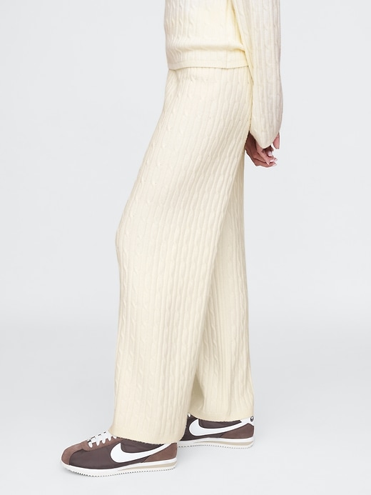 Image number 3 showing, CashSoft Cable-Knit Sweater Pants