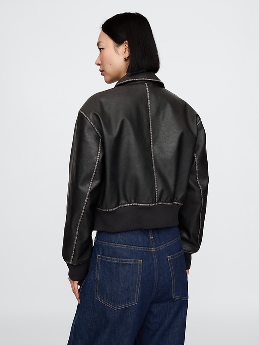 Image number 2 showing, Vegan Leather Bomber Jacket