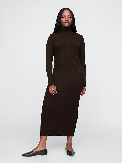 Image number 5 showing, Turtleneck Rib Midi Sweater Dress