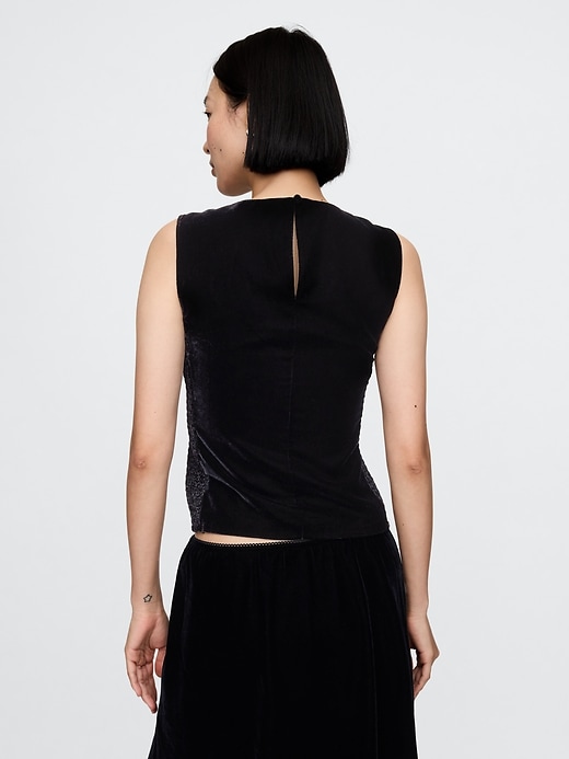 Image number 2 showing, Recycled Velvet Square-Neck Cropped Top