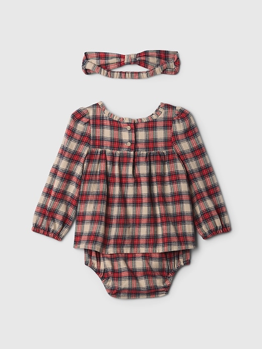 Image number 2 showing, Baby Flannel Bodysuit Dress Set