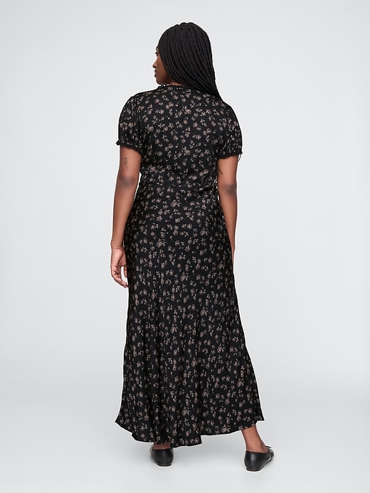 Image number 6 showing, Satin Lace-Trim Floral Maxi Dress