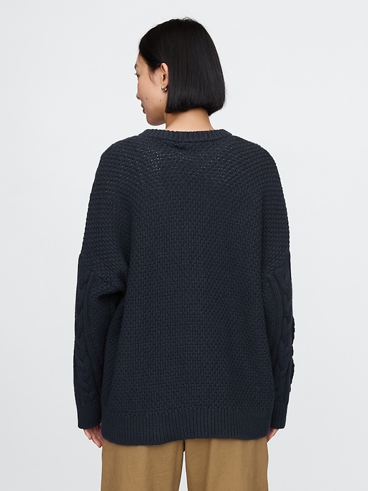 Image number 2 showing, Oversized Mixed Cable-Knit Sweater