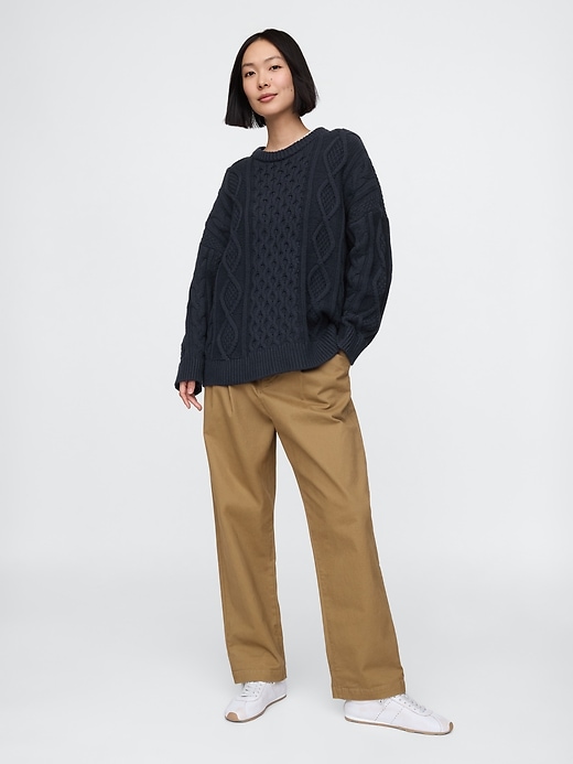 Image number 3 showing, Oversized Mixed Cable-Knit Sweater