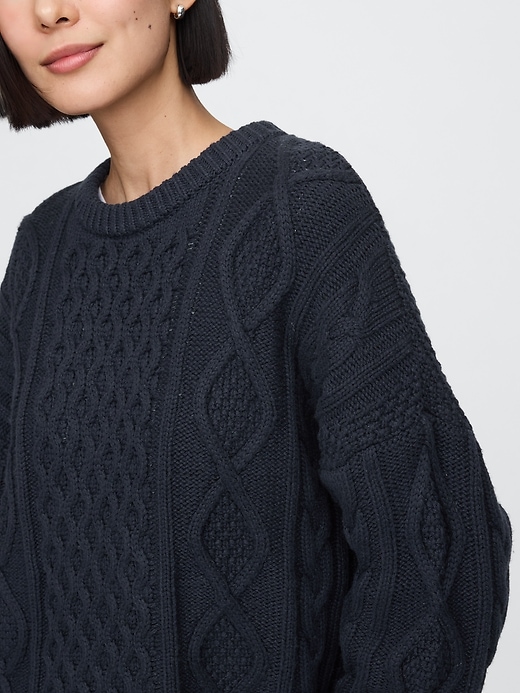 Image number 4 showing, Oversized Mixed Cable-Knit Sweater