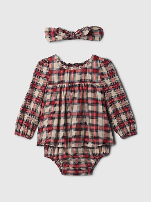 Image number 1 showing, Baby Flannel Bodysuit Dress Set