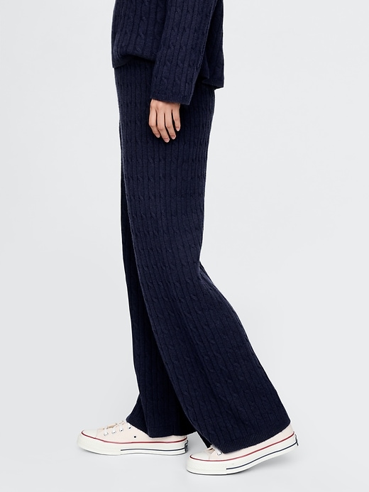 Image number 3 showing, CashSoft Cable-Knit Sweater Pants