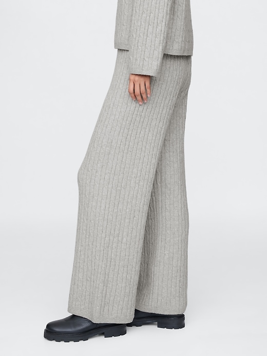 Image number 3 showing, CashSoft Cable-Knit Sweater Pants