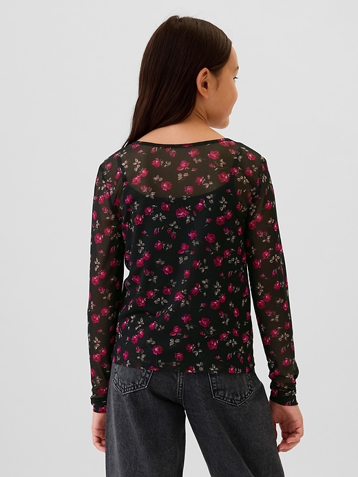 Image number 2 showing, Kids Floral Mesh Top