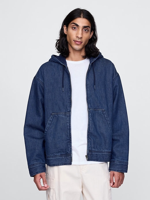 Image number 2 showing, Oversized Lined Denim Hoodie