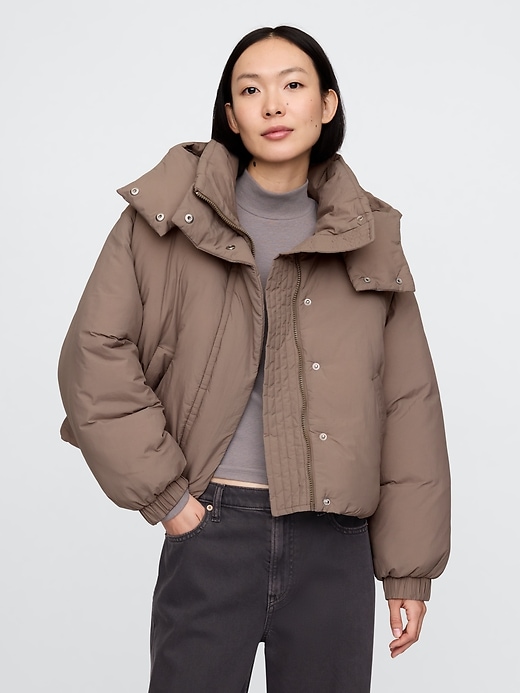 Image number 1 showing, Cropped Duvet Wrap Puffer Jacket