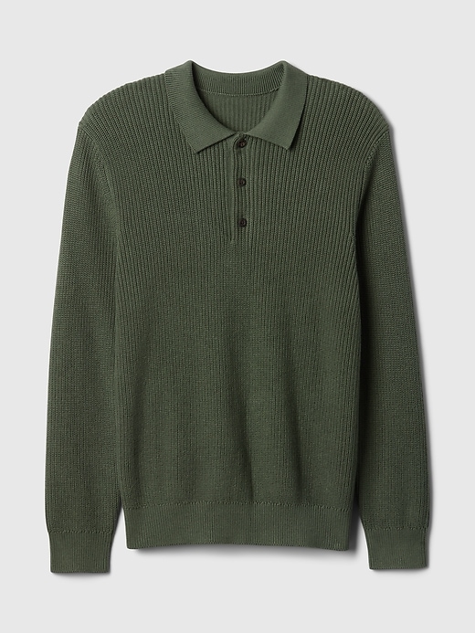 Image number 5 showing, Shaker-Stitch Polo Sweater