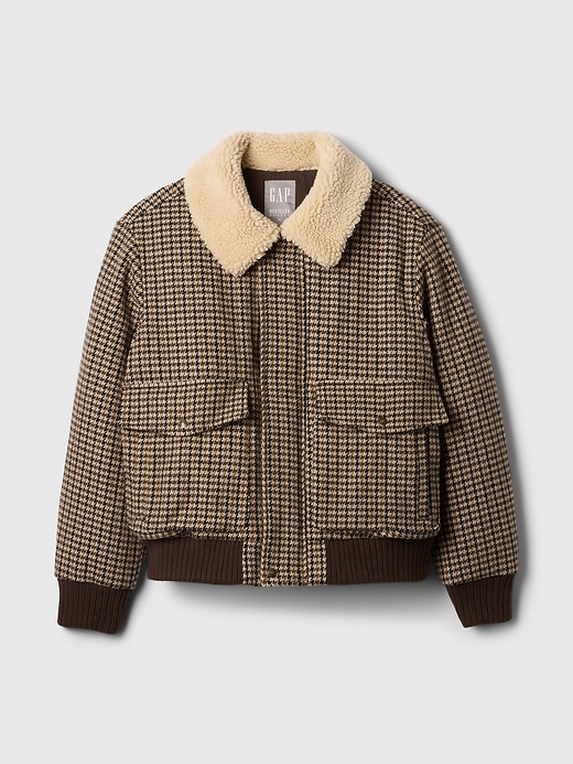 Image number 5 showing, Wool-Blend Houndstooth Bomber Jacket