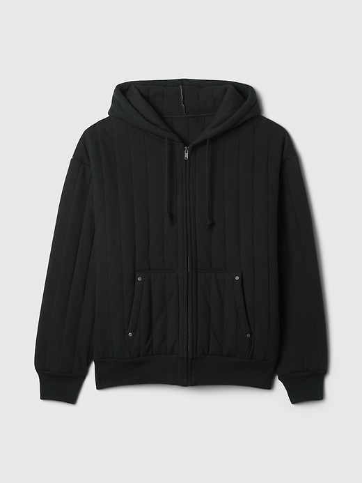 Image number 6 showing, Waffle-Lined Quilted Zip Hoodie