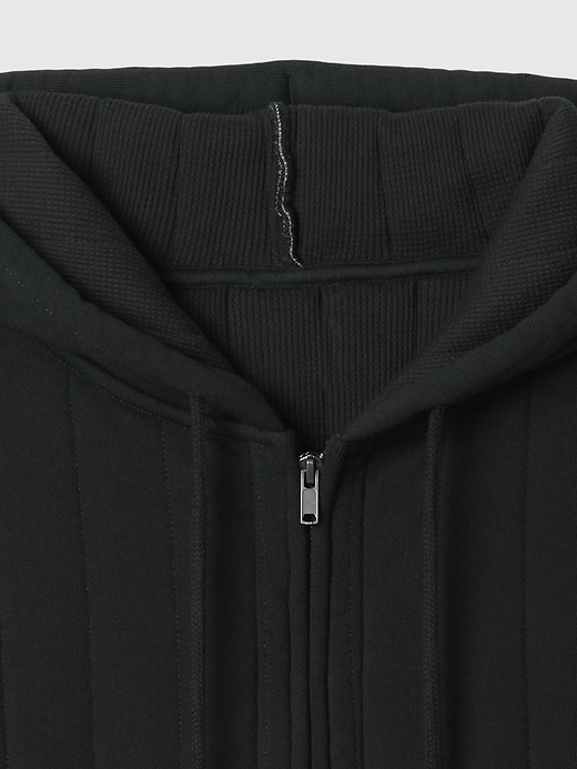 Image number 4 showing, Waffle-Lined Quilted Zip Hoodie