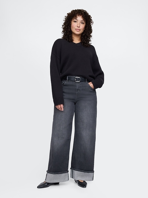 Image number 5 showing, High Rise Stride Cuffed Wide-Leg Jeans