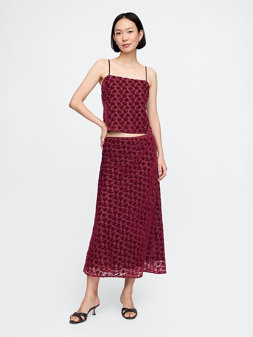 Image number 1 showing, Burnout Velvet Midi Skirt