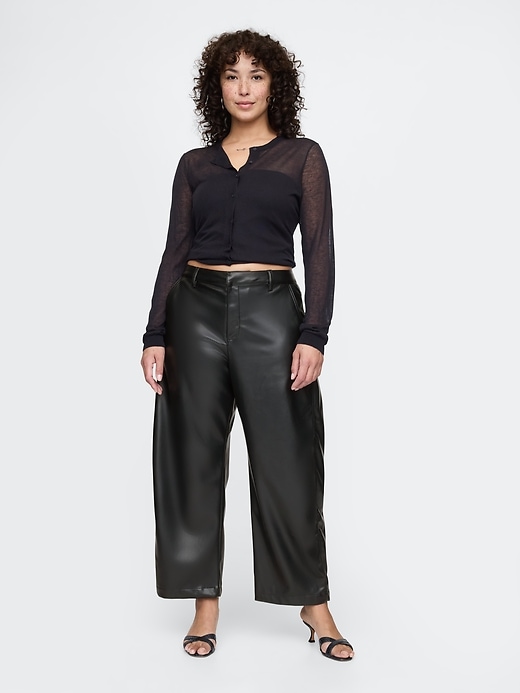 Image number 5 showing, Mid Rise Vegan Leather Barrel Pants