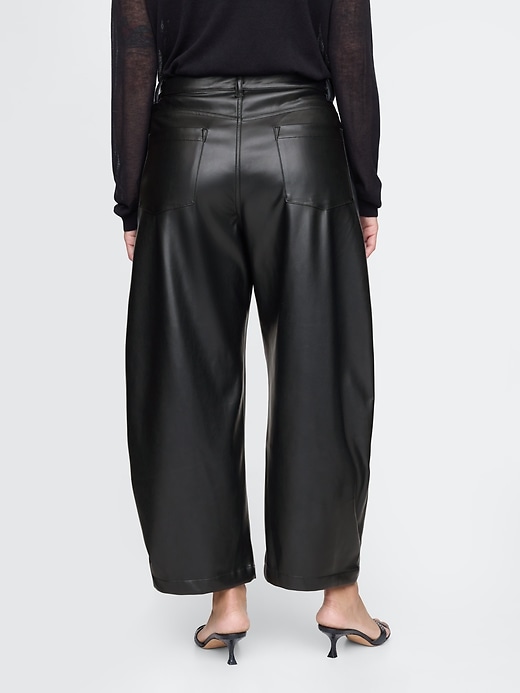 Image number 6 showing, Mid Rise Vegan Leather Barrel Pants