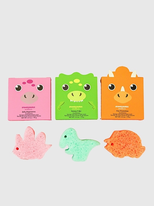 Image number 1 showing, Spongelle Foaming Sponge Spongeasaurus Body Wash Infused Buffers Assorted Pack of 3