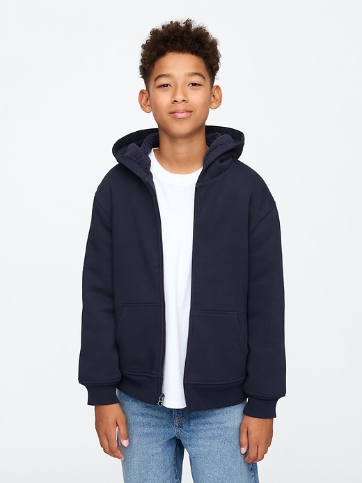 Image number 1 showing, Kids Vintage Soft Sherpa-Lined Zip Hoodie