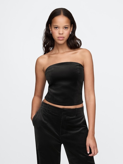 Image number 1 showing, Velvet Cropped Tube Top