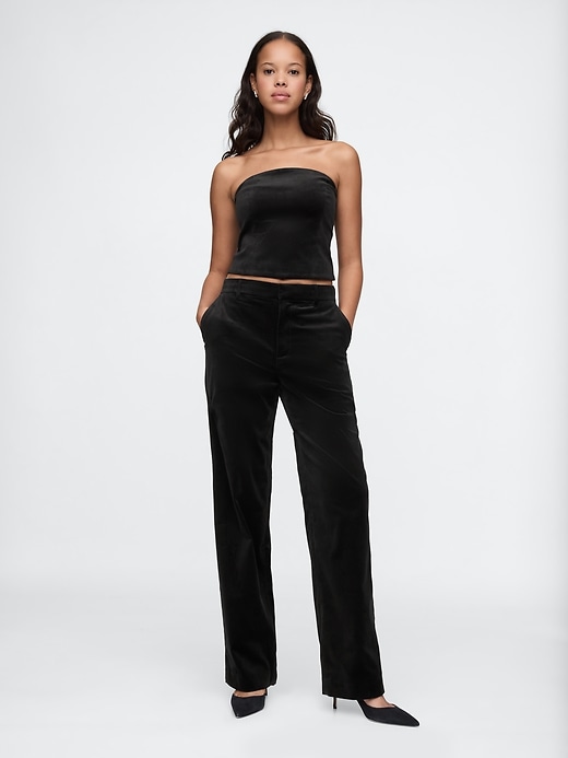 Image number 1 showing, High Rise Velvet Straight Pants