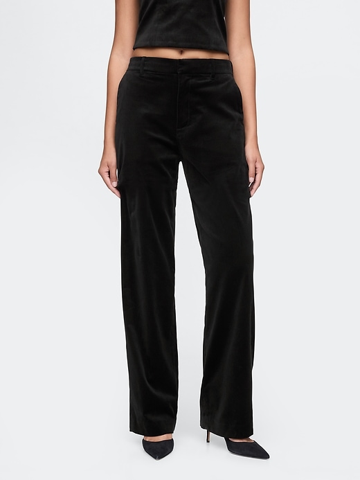 Image number 2 showing, High Rise Velvet Straight Pants