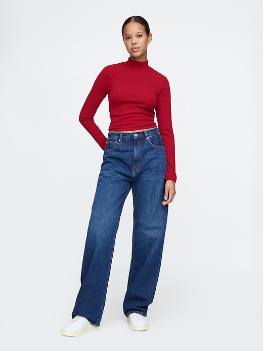 Image number 3 showing, Modern Rib Cropped Mockneck Shirt