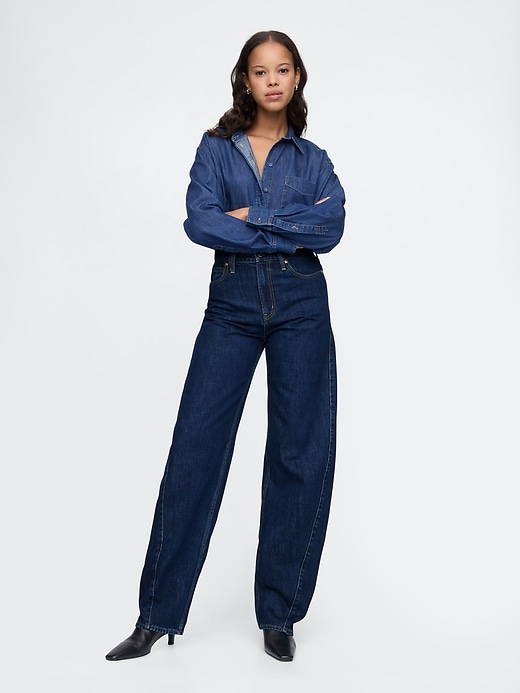 Image number 1 showing, High Rise Barrel Jeans