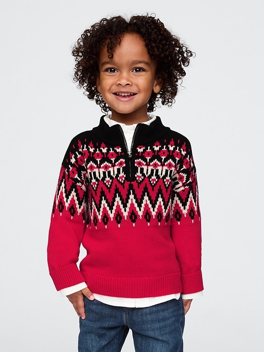 Image number 1 showing, babyGap Fair Isle Half-Zip Sweater