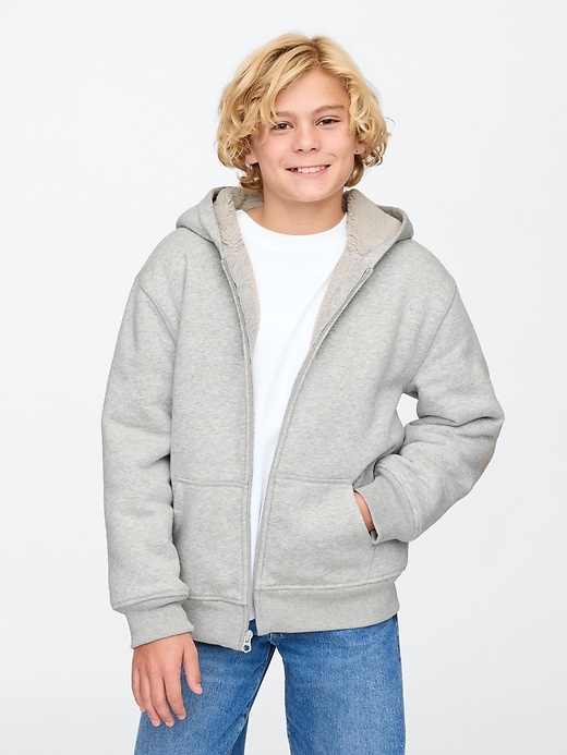 Image number 1 showing, Kids Vintage Soft Sherpa-Lined Zip Hoodie