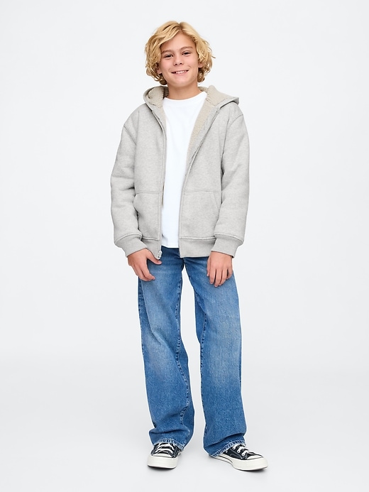 Image number 3 showing, Kids Vintage Soft Sherpa-Lined Zip Hoodie