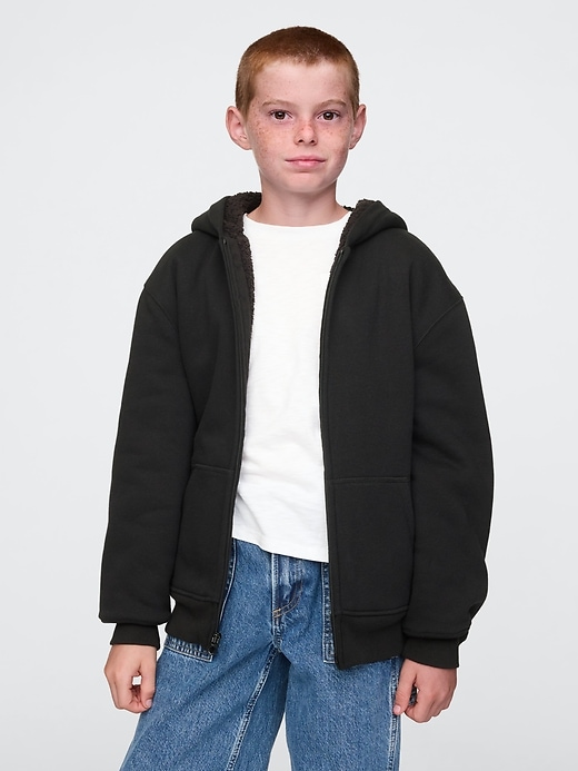 Image number 1 showing, Kids Vintage Soft Sherpa-Lined Zip Hoodie