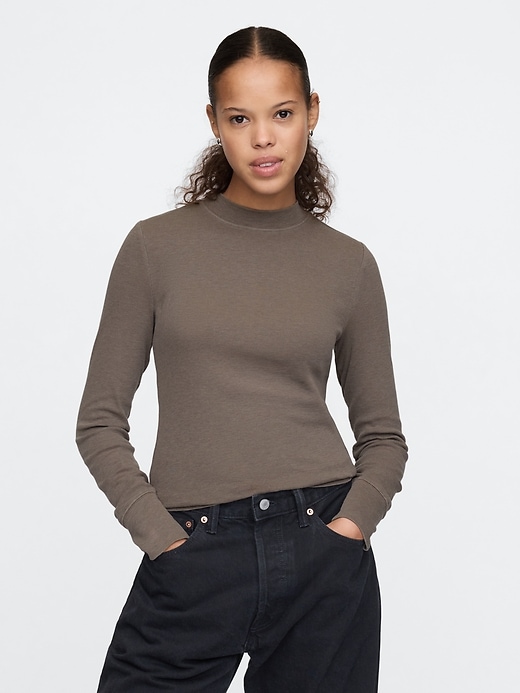 Image number 1 showing, Essential Rib Mockneck T-Shirt