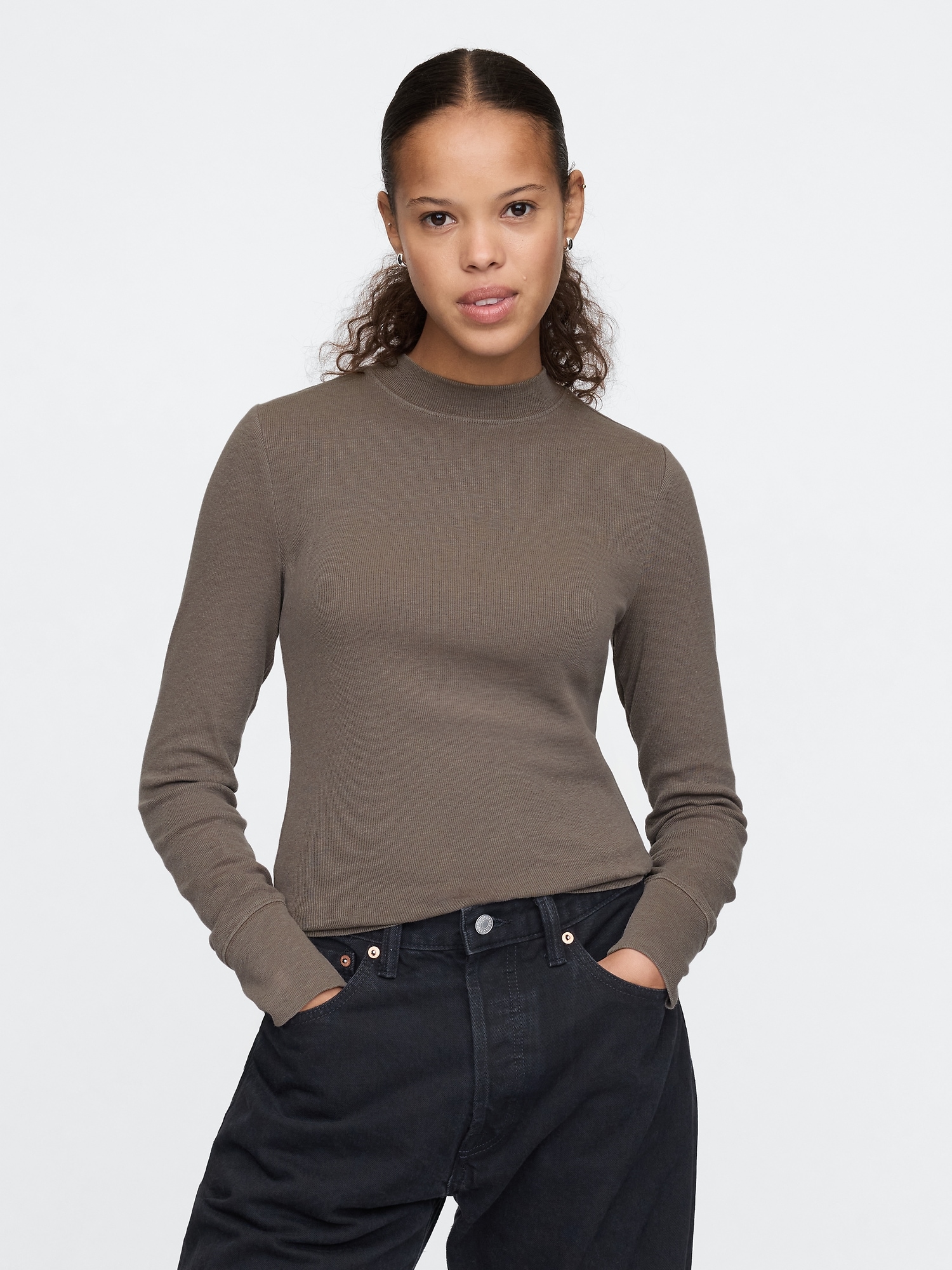 Essential Rib Mockneck T-Shirt