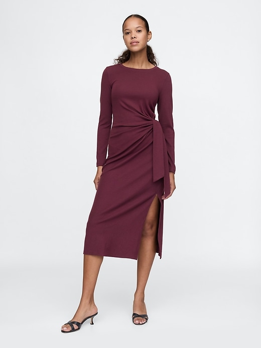 Image number 1 showing, Modern Rib Tie-Knot Midi Dress