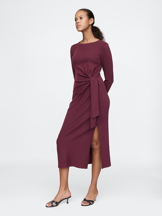 Image number 3 showing, Modern Rib Tie-Knot Midi Dress