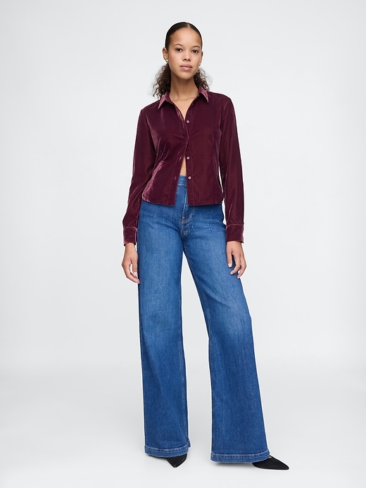 Image number 3 showing, Cropped Velvet Shirt