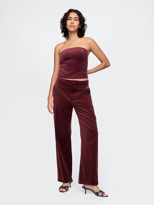 Image number 1 showing, High Rise Velvet Straight Pants