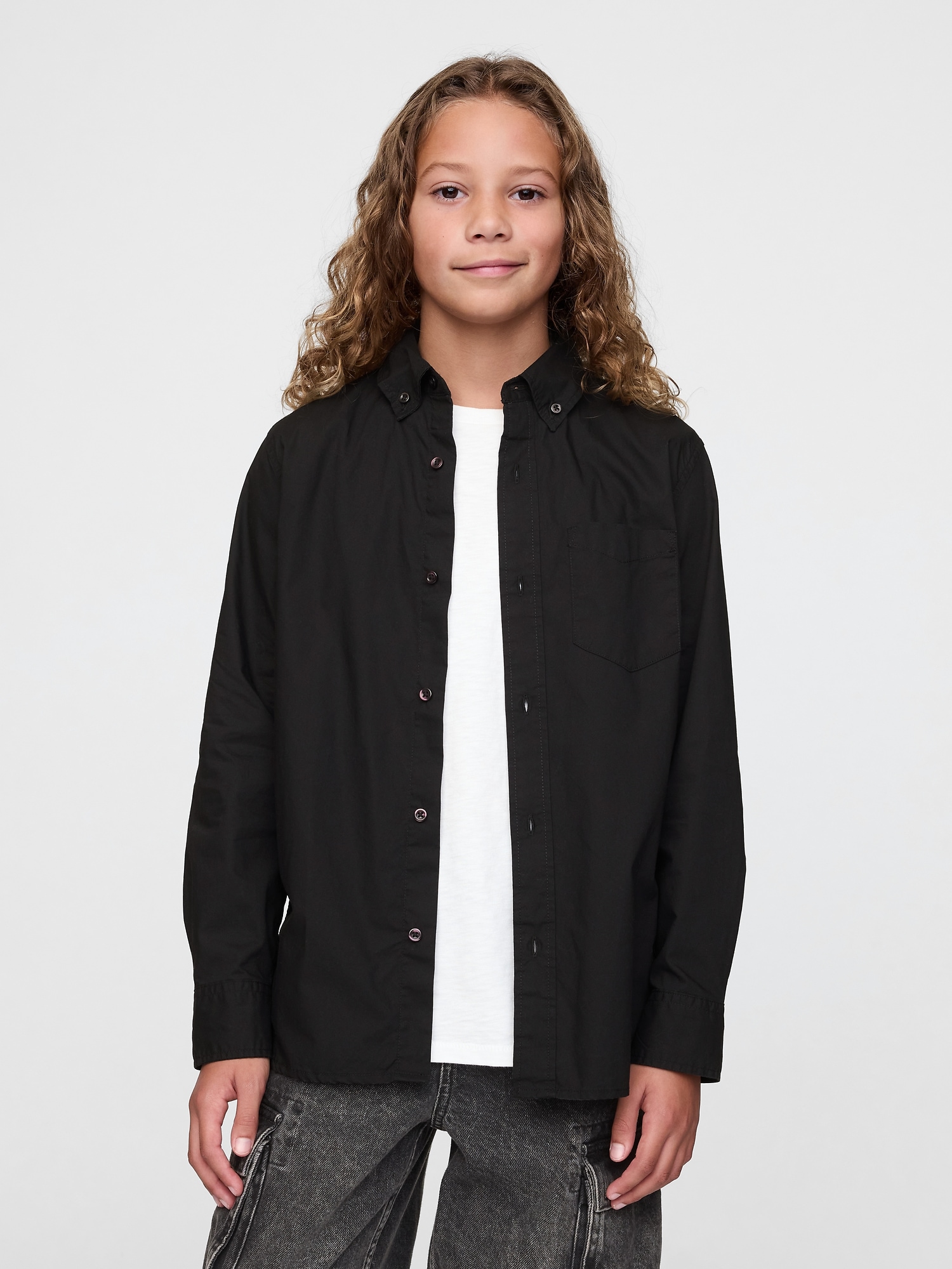 Kids Poplin Shirt - Black