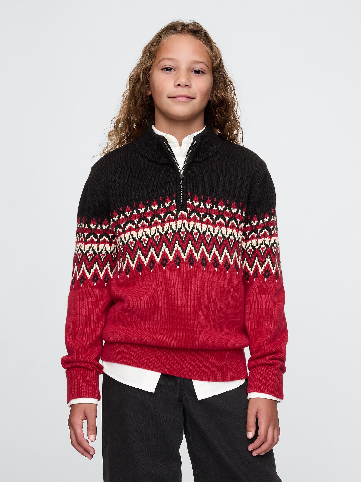 Kids Fair Isle Half-Zip Pullover Sweater