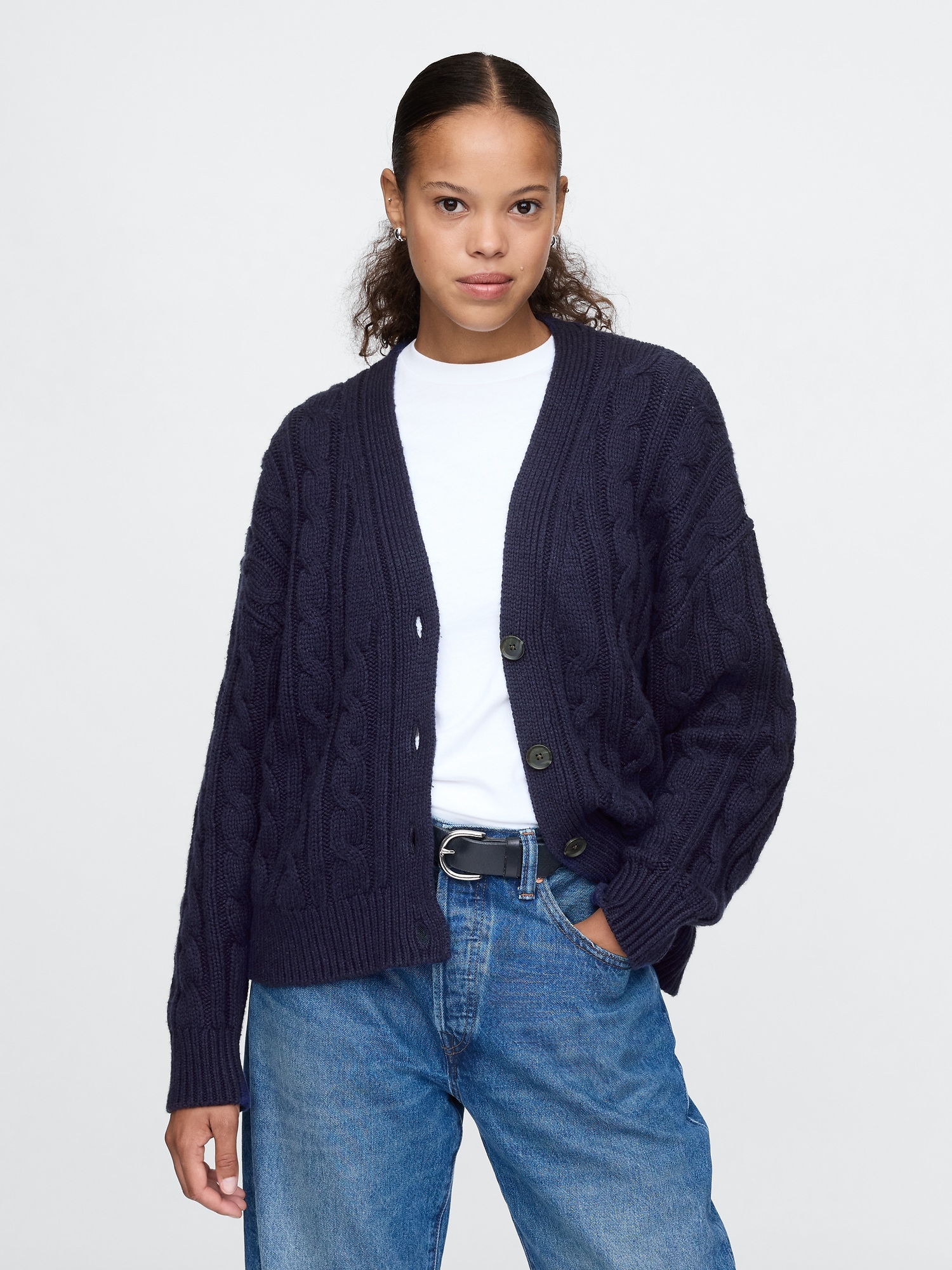 Oversize cable knit cardigan hotsell