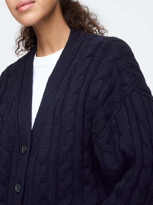 Image number 4 showing, Oversized Cable-Knit Cardigan